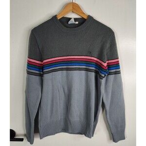 Vintage 80s OP Ocean Pacific Size M Striped Crew Neck Surfer Acrylic Sweater